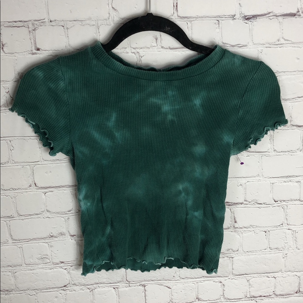 Cropped green and teal tie dye top